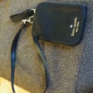 Kate spade  black card case laynard clip off or around neck id tagged bag. Used